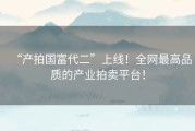 “产拍国富代二”上线！全网最高品质的产业拍卖平台！
