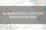 谁才是成都虚拟现实公司排名榜首？看看投资者的眼光如何？