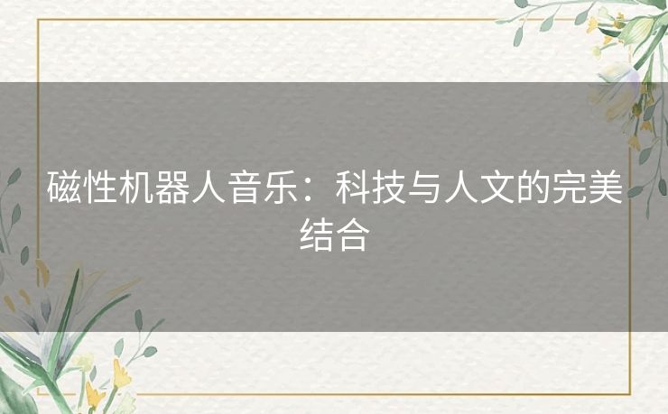 磁性机器人音乐：科技与人文的完美结合