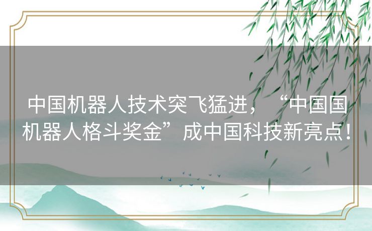 中国机器人技术突飞猛进，“中国国机器人格斗奖金”成中国科技新亮点！