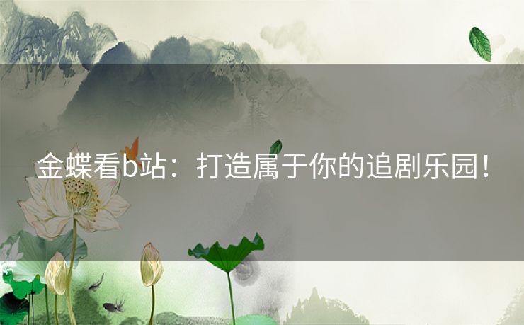 金蝶看b站：打造属于你的追剧乐园！