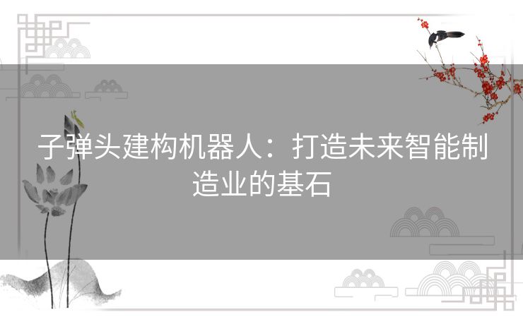 子弹头建构机器人：打造未来智能制造业的基石