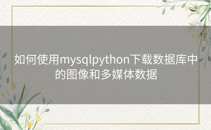 如何使用mysqlpython下载数据库中的图像和多媒体数据