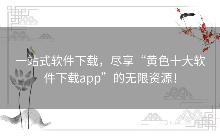 一站式软件下载，尽享“黄色十大软件下载app”的无限资源！