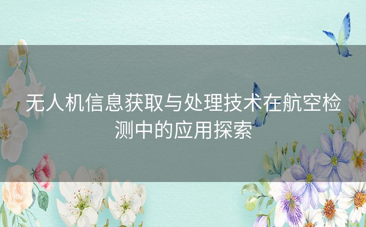 无人机信息获取与处理技术在航空检测中的应用探索