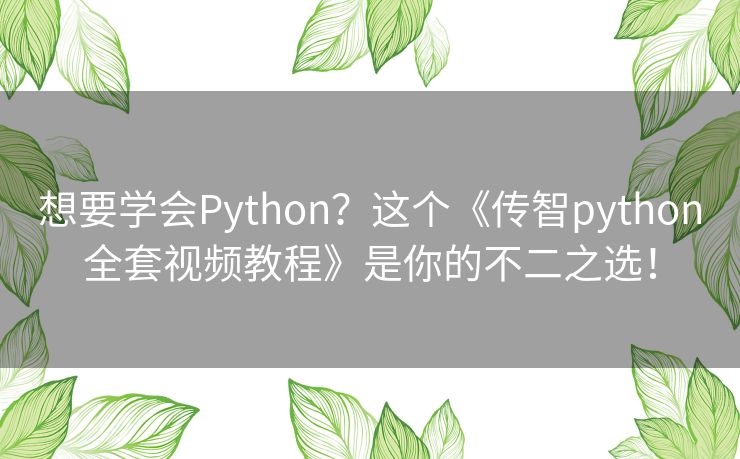 想要学会Python？这个《传智python全套视频教程》是你的不二之选！