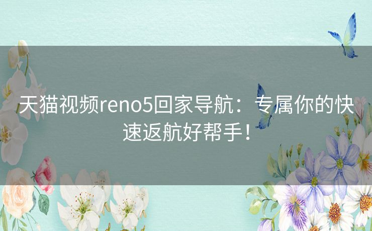 天猫视频reno5回家导航：专属你的快速返航好帮手！