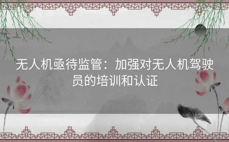 无人机亟待监管：加强对无人机驾驶员的培训和认证