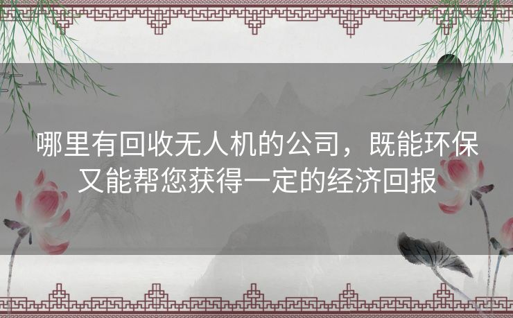 哪里有回收无人机的公司，既能环保又能帮您获得一定的经济回报