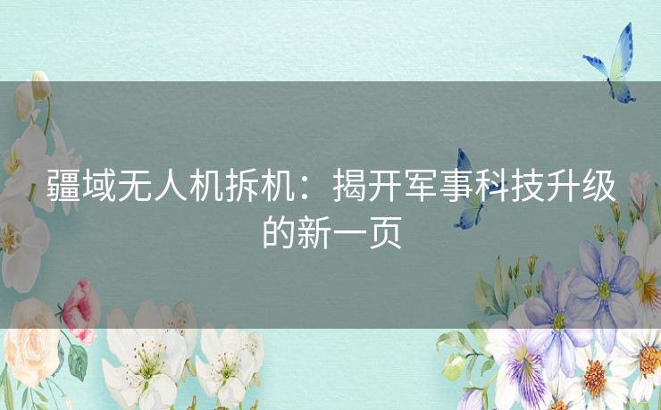 疆域无人机拆机：揭开军事科技升级的新一页