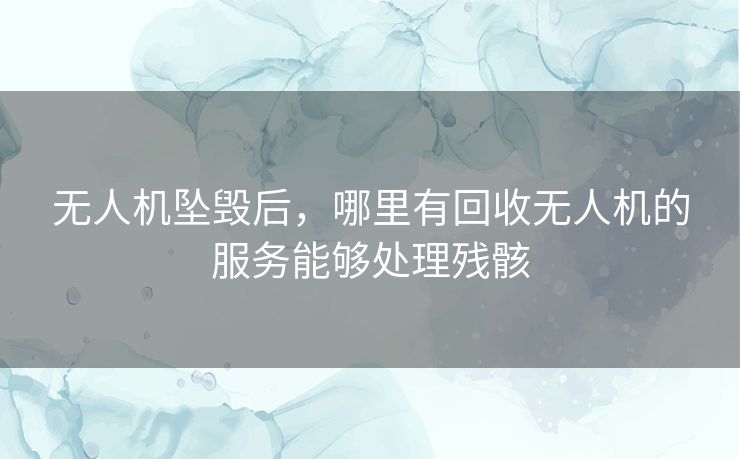 无人机坠毁后，哪里有回收无人机的服务能够处理残骸