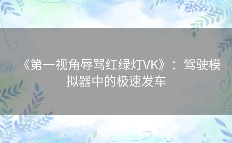 《第一视角辱骂红绿灯VK》：驾驶模拟器中的极速发车