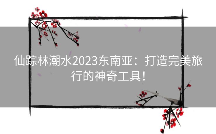 仙踪林潮水2023东南亚：打造完美旅行的神奇工具！