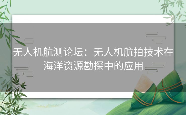 无人机航测论坛：无人机航拍技术在海洋资源勘探中的应用