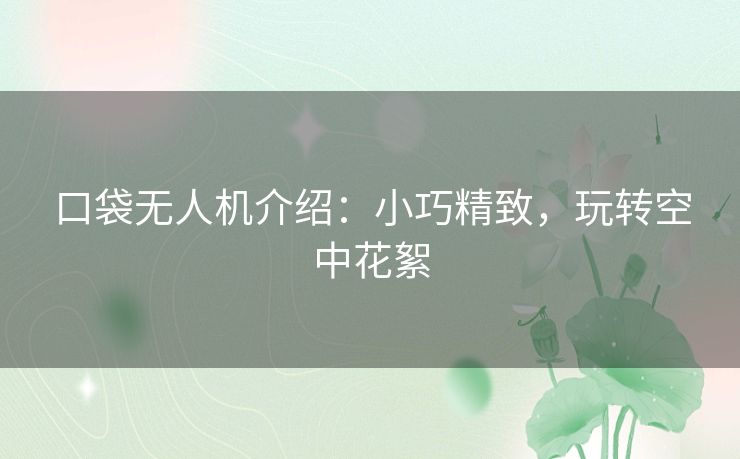 口袋无人机介绍：小巧精致，玩转空中花絮