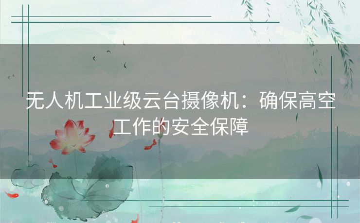 无人机工业级云台摄像机：确保高空工作的安全保障