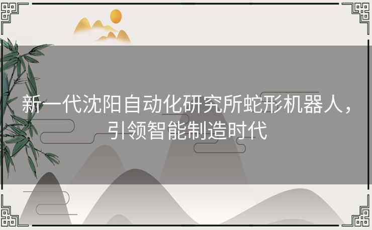 新一代沈阳自动化研究所蛇形机器人，引领智能制造时代