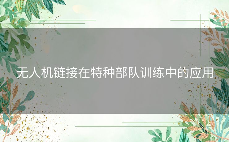 无人机链接在特种部队训练中的应用