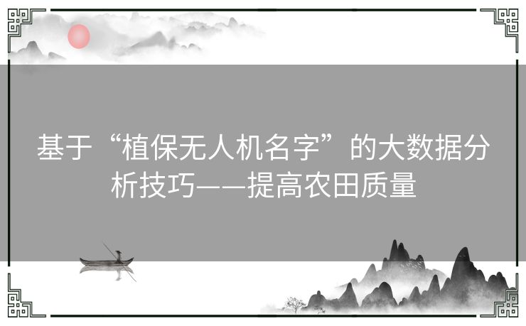 基于“植保无人机名字”的大数据分析技巧——提高农田质量