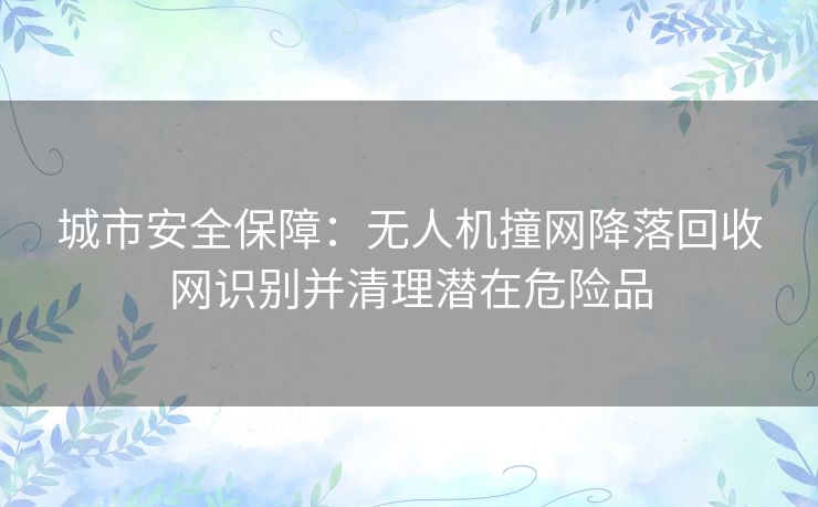 城市安全保障：无人机撞网降落回收网识别并清理潜在危险品