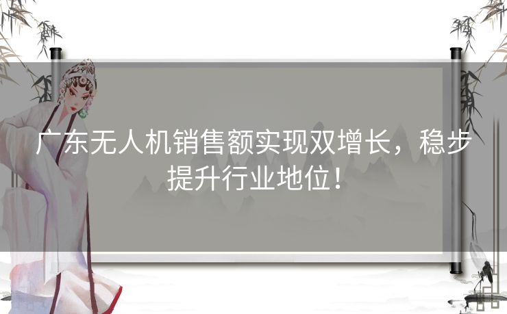 广东无人机销售额实现双增长，稳步提升行业地位！