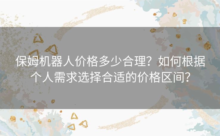 保姆机器人价格多少合理？如何根据个人需求选择合适的价格区间？