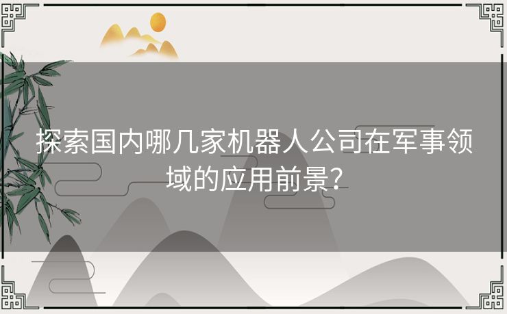 探索国内哪几家机器人公司在军事领域的应用前景？