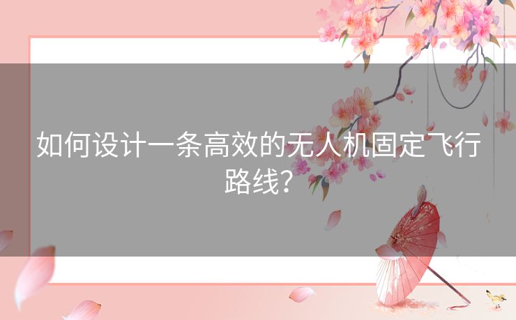 如何设计一条高效的无人机固定飞行路线？