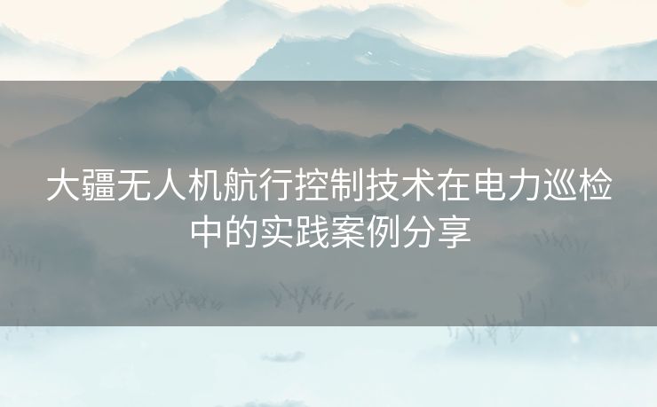 大疆无人机航行控制技术在电力巡检中的实践案例分享