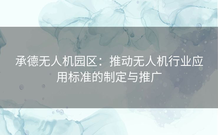 承德无人机园区：推动无人机行业应用标准的制定与推广