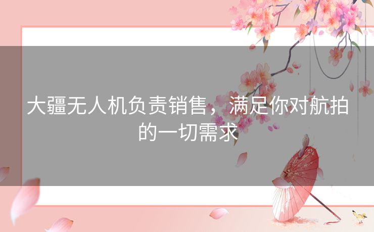 大疆无人机负责销售，满足你对航拍的一切需求