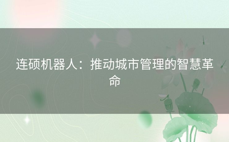 连硕机器人：推动城市管理的智慧革命