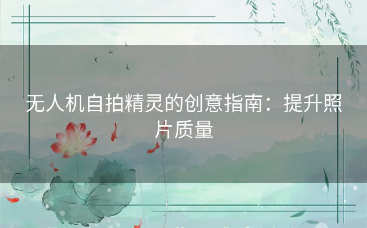 无人机自拍精灵的创意指南：提升照片质量