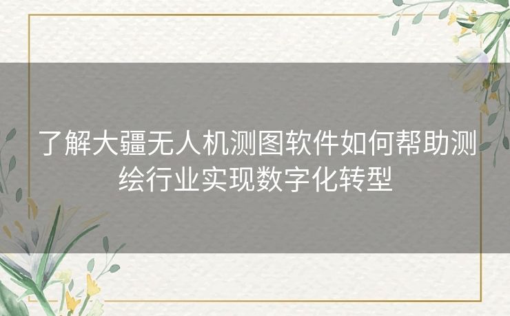 了解大疆无人机测图软件如何帮助测绘行业实现数字化转型