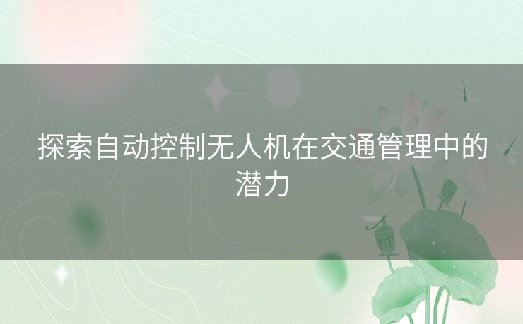 探索自动控制无人机在交通管理中的潜力