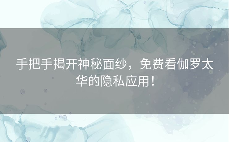 手把手揭开神秘面纱，免费看伽罗太华的隐私应用！