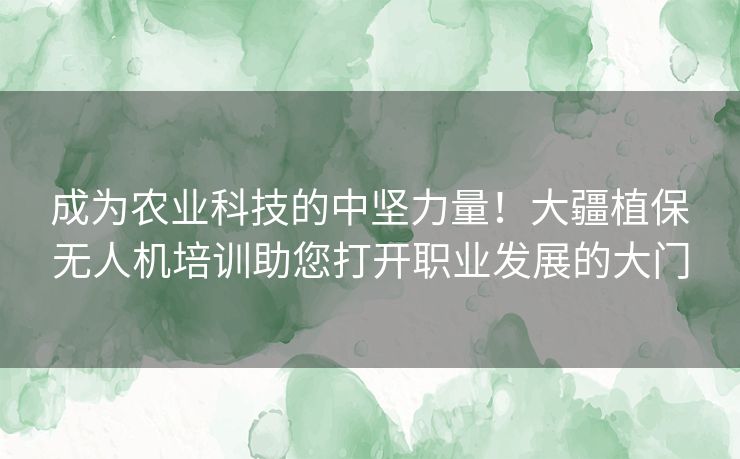 成为农业科技的中坚力量！大疆植保无人机培训助您打开职业发展的大门