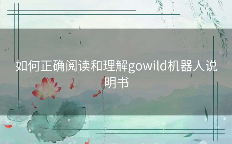 如何正确阅读和理解gowild机器人说明书