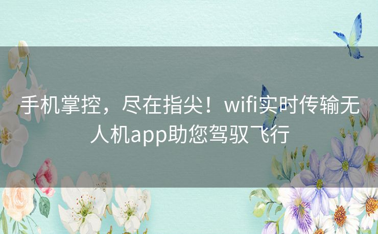 手机掌控，尽在指尖！wifi实时传输无人机app助您驾驭飞行