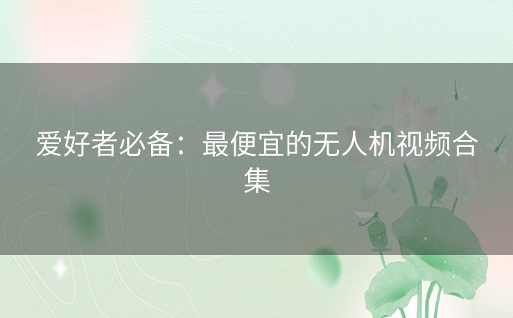 爱好者必备：最便宜的无人机视频合集