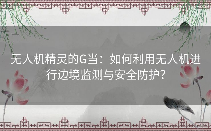 无人机精灵的G当：如何利用无人机进行边境监测与安全防护？