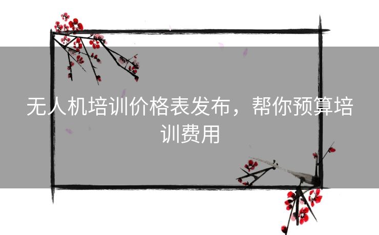 无人机培训价格表发布，帮你预算培训费用