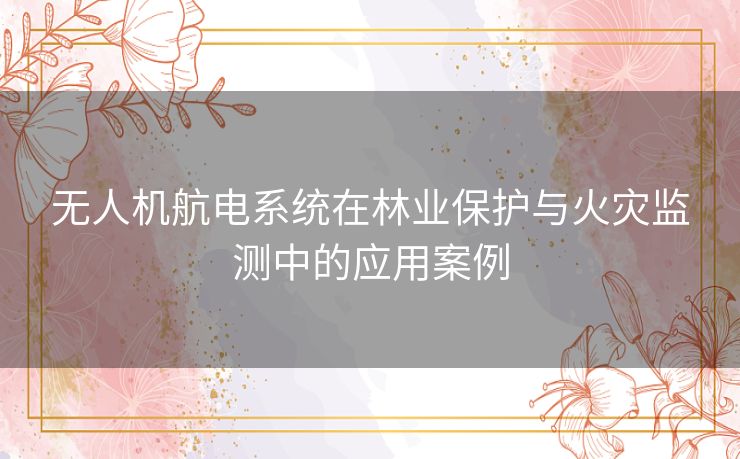 无人机航电系统在林业保护与火灾监测中的应用案例