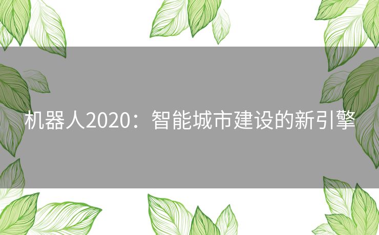 机器人2020：智能城市建设的新引擎