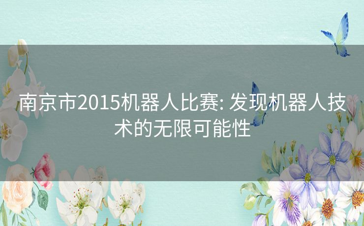 南京市2015机器人比赛: 发现机器人技术的无限可能性