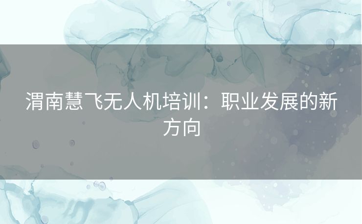 渭南慧飞无人机培训：职业发展的新方向