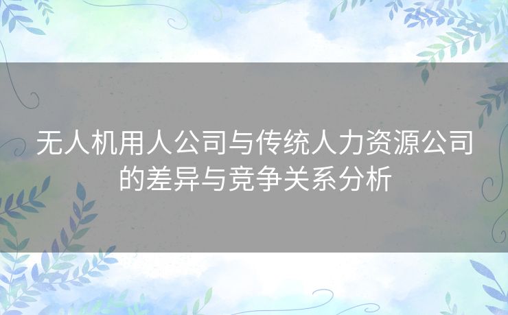 无人机用人公司与传统人力资源公司的差异与竞争关系分析