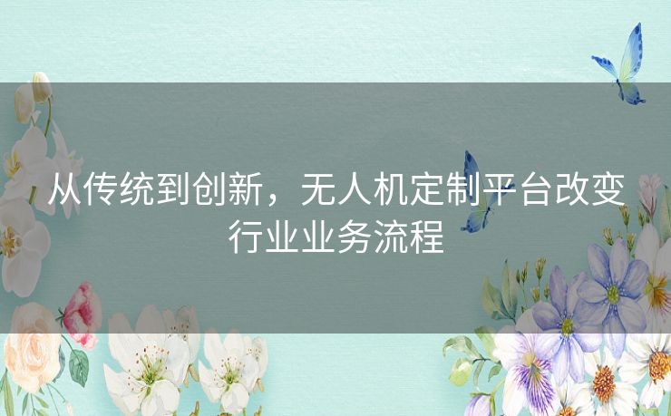 从传统到创新，无人机定制平台改变行业业务流程