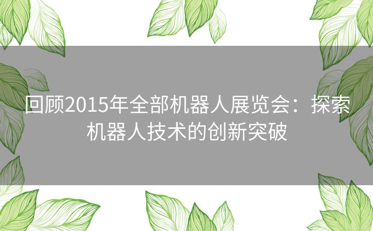 回顾2015年全部机器人展览会：探索机器人技术的创新突破