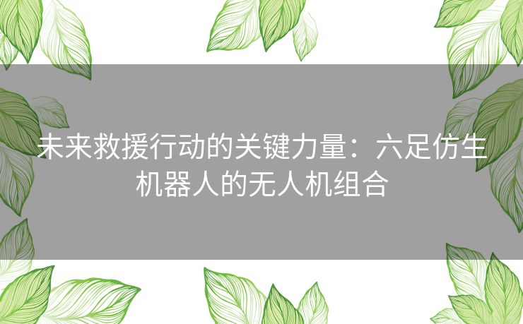 未来救援行动的关键力量：六足仿生机器人的无人机组合